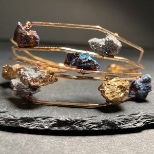 Boho Handcrafted Natural Stone Cuff Bracelet